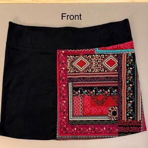 COLINE Women’s COLORFUL COTTON BLEND STRETCH PATCHWORK SKIRT XXL